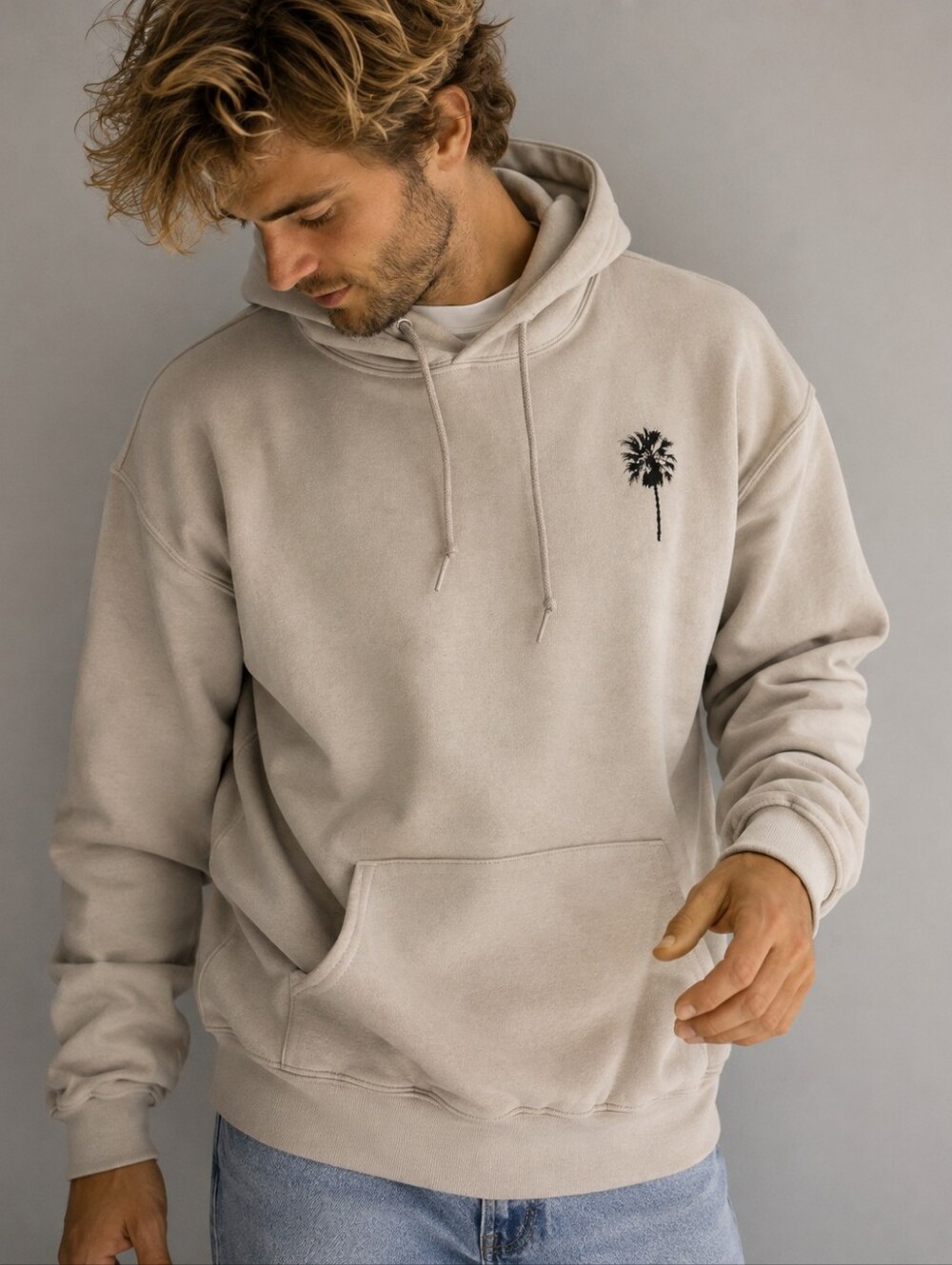 Bowery Supply Co California Palm Tree Graphic Hoodie Mens Size Large